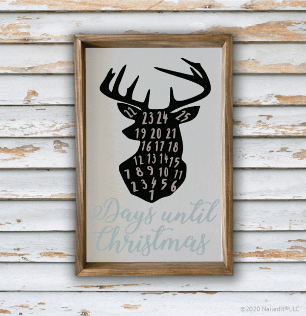 1018 Countdown to Christmas Deer Head Chalkboard
