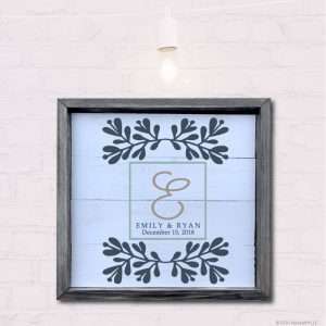 7021 Leaves w/ Monogram Bride & Groom