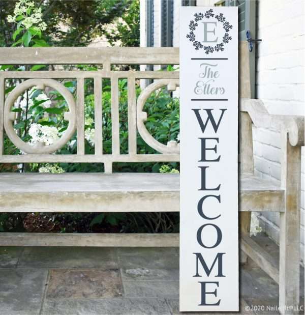 LD119 Personalized Welcome w/ Wreath Porch Plank